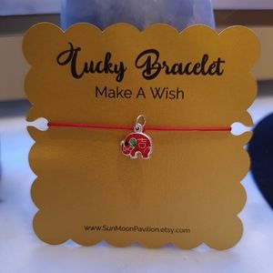 Sterling Silver Elephant Charm Chinese Red String Bracelet轉運紅繩手鍊